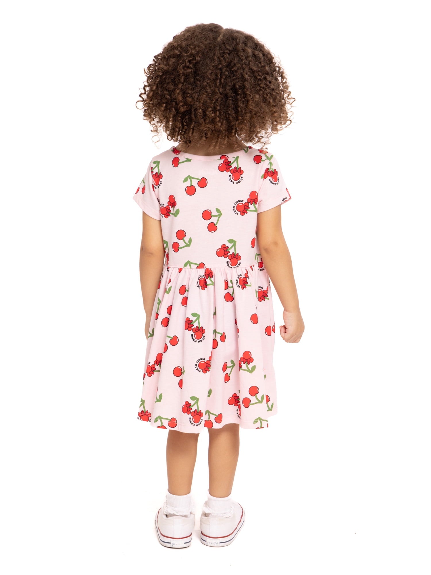 Minnie Mouse Toddler Girls Allover Print Dress with Short Sleeves, Sizes 12M-5T