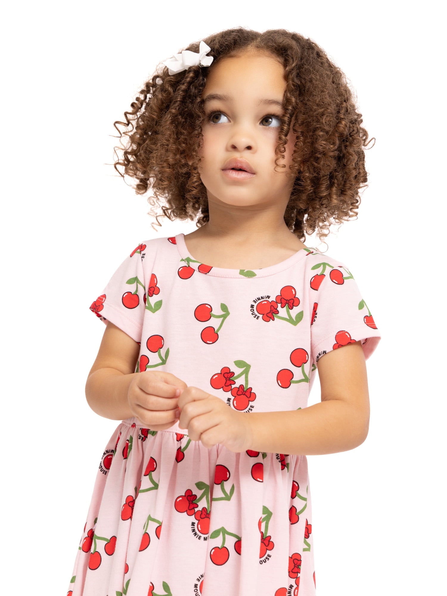 Minnie Mouse Toddler Girls Allover Print Dress with Short Sleeves, Sizes 12M-5T