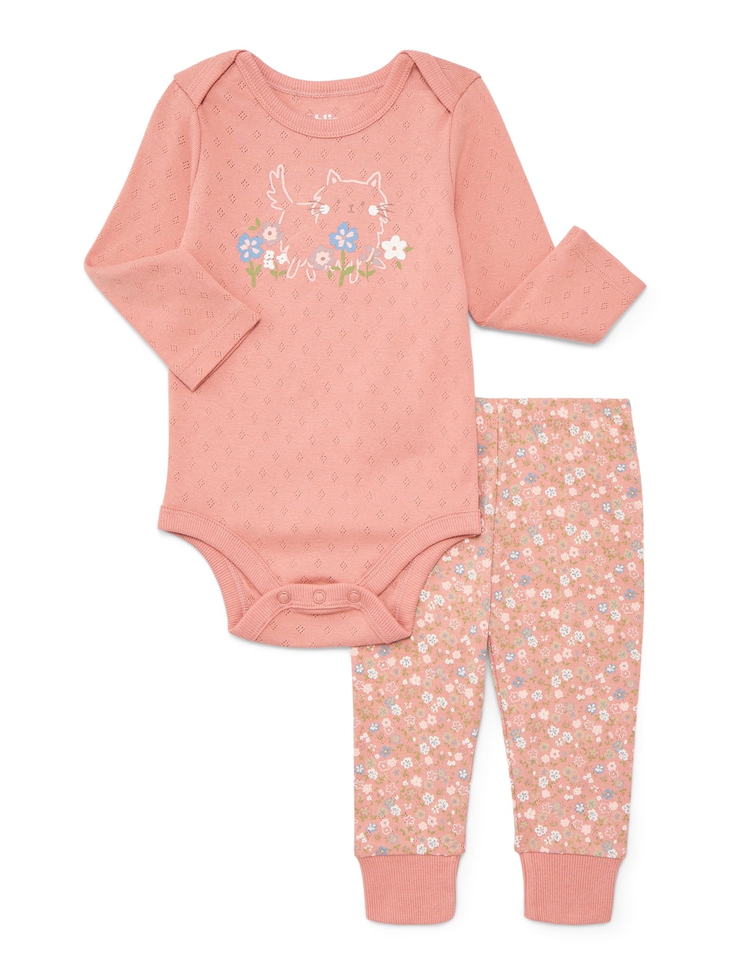 Bliss by Garanimals Baby Boys or Girls Ribbed Cotton Bodysuit and Leggings Set, 2-Piece, Sizes 0-12 Months