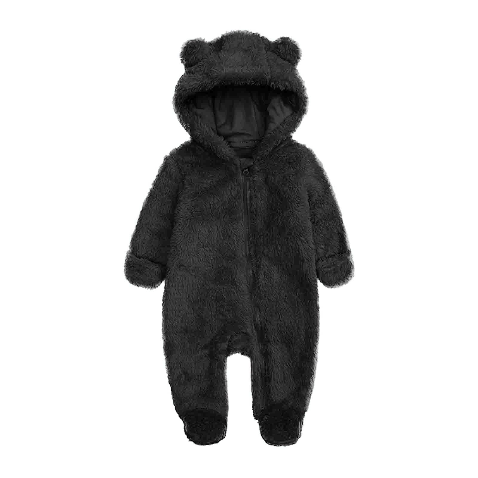 Elainilye Fashion Unisex Baby Clothes Newborn Boys Girls Plush Cute Bear Ears Winter Thick Warm Jumpsuit Romper, Sizes 0-3 Month