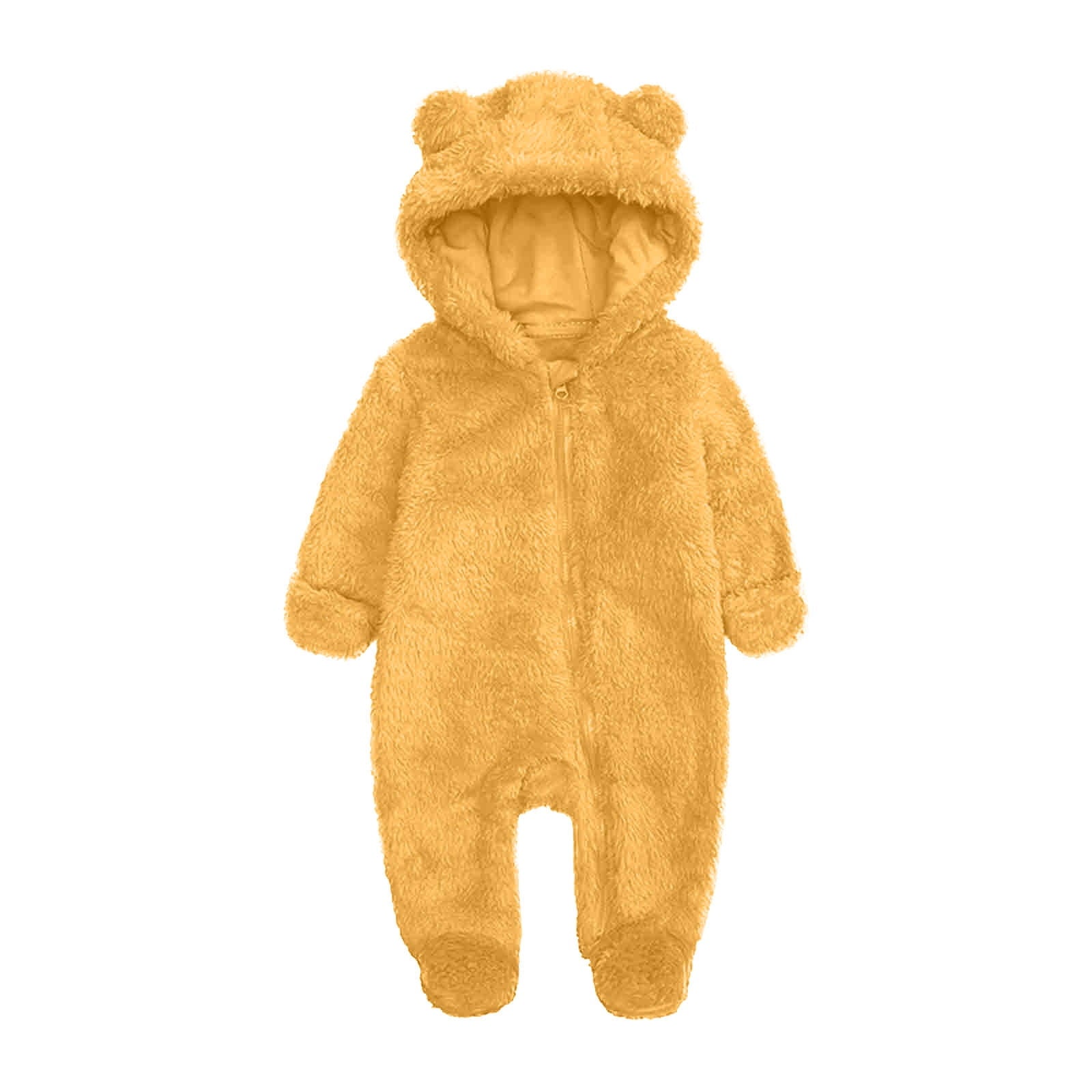 Elainilye Fashion Unisex Baby Clothes Newborn Boys Girls Plush Cute Bear Ears Winter Thick Warm Jumpsuit Romper, Sizes 3-6 Months