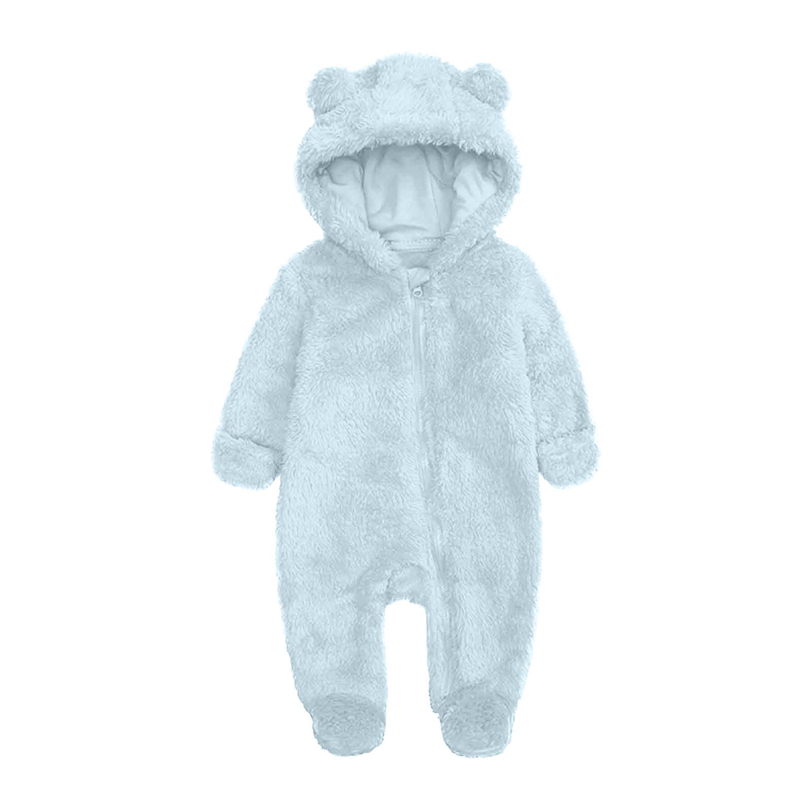 Elainilye Fashion Unisex Baby Clothes Newborn Boys Girls Plush Cute Bear Ears Winter Thick Warm Jumpsuit Romper, Sizes 3-6 Months