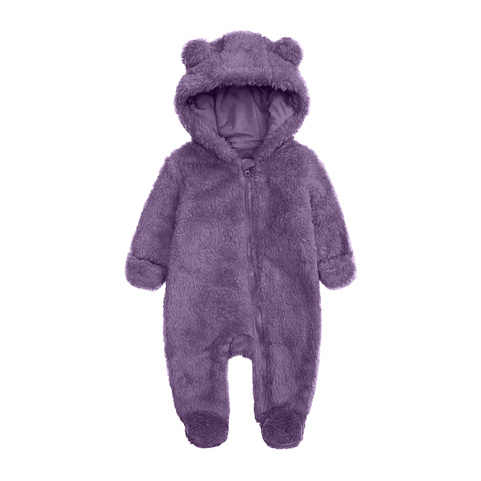 Elainilye Fashion Unisex Baby Clothes Newborn Boys Girls Plush Cute Bear Ears Winter Thick Warm Jumpsuit Romper, Sizes 0-3 Month
