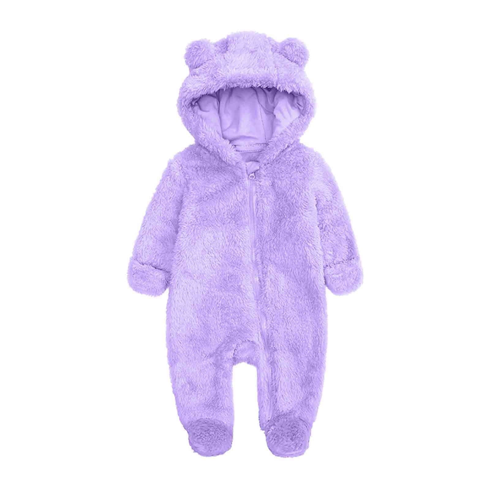 Elainilye Fashion Unisex Baby Clothes Newborn Boys Girls Plush Cute Bear Ears Winter Thick Warm Jumpsuit Romper, Sizes 3-6 Months
