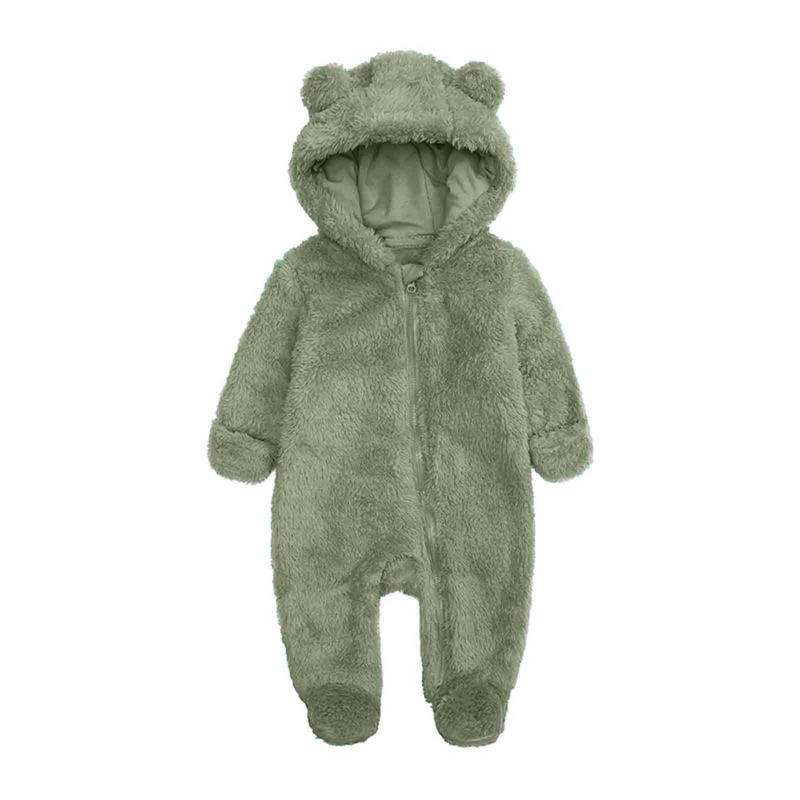 Elainilye Fashion Unisex Baby Clothes Newborn Boys Girls Plush Cute Bear Ears Winter Thick Warm Jumpsuit Romper, Sizes 0-3 Month