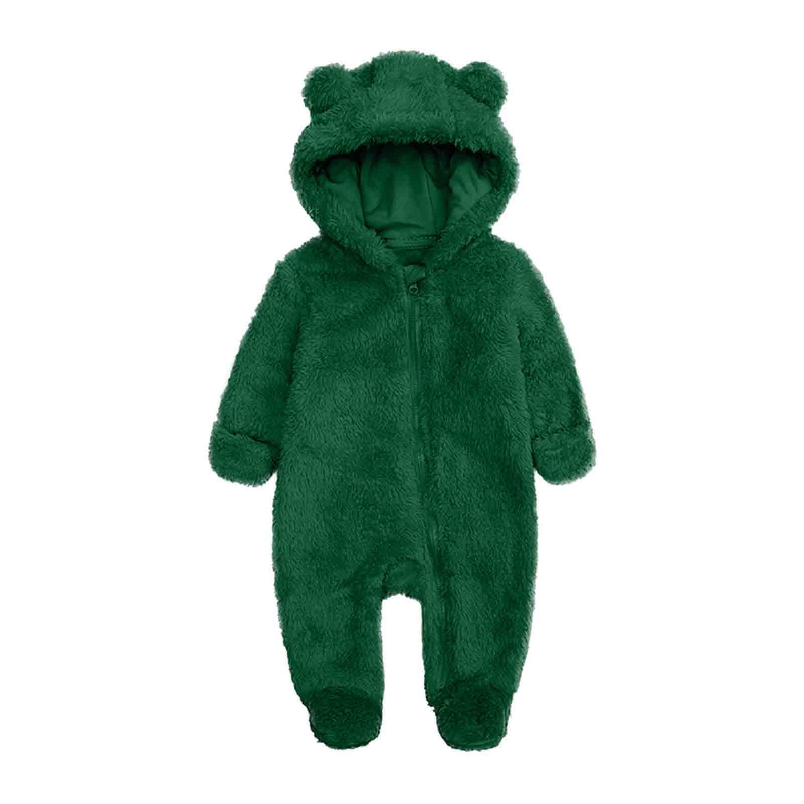 Elainilye Fashion Unisex Baby Clothes Newborn Boys Girls Plush Cute Bear Ears Winter Thick Warm Jumpsuit Romper, Sizes 3-6 Months