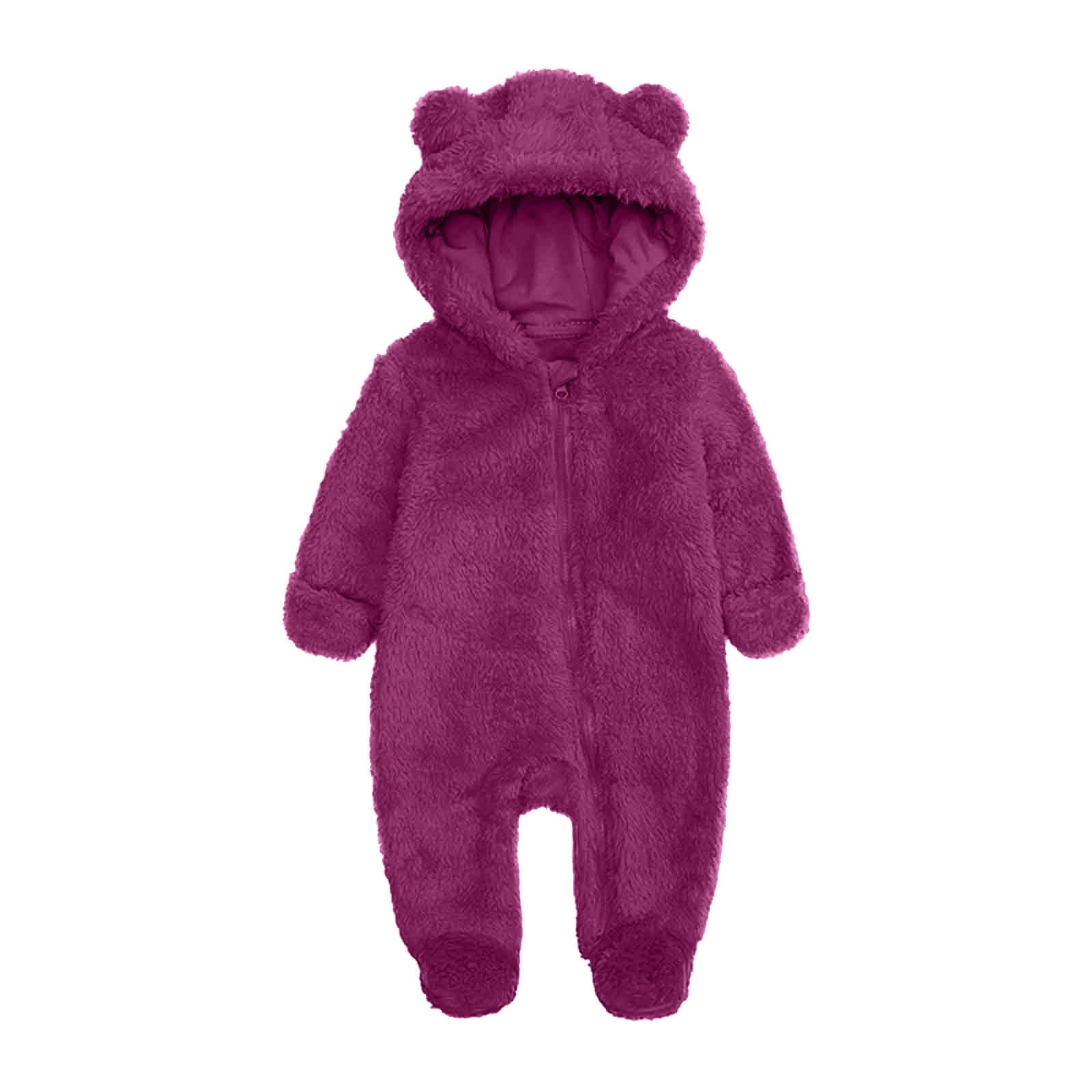 Elainilye Fashion Unisex Baby Clothes Newborn Boys Girls Plush Cute Bear Ears Winter Thick Warm Jumpsuit Romper, Sizes 3-6 Months