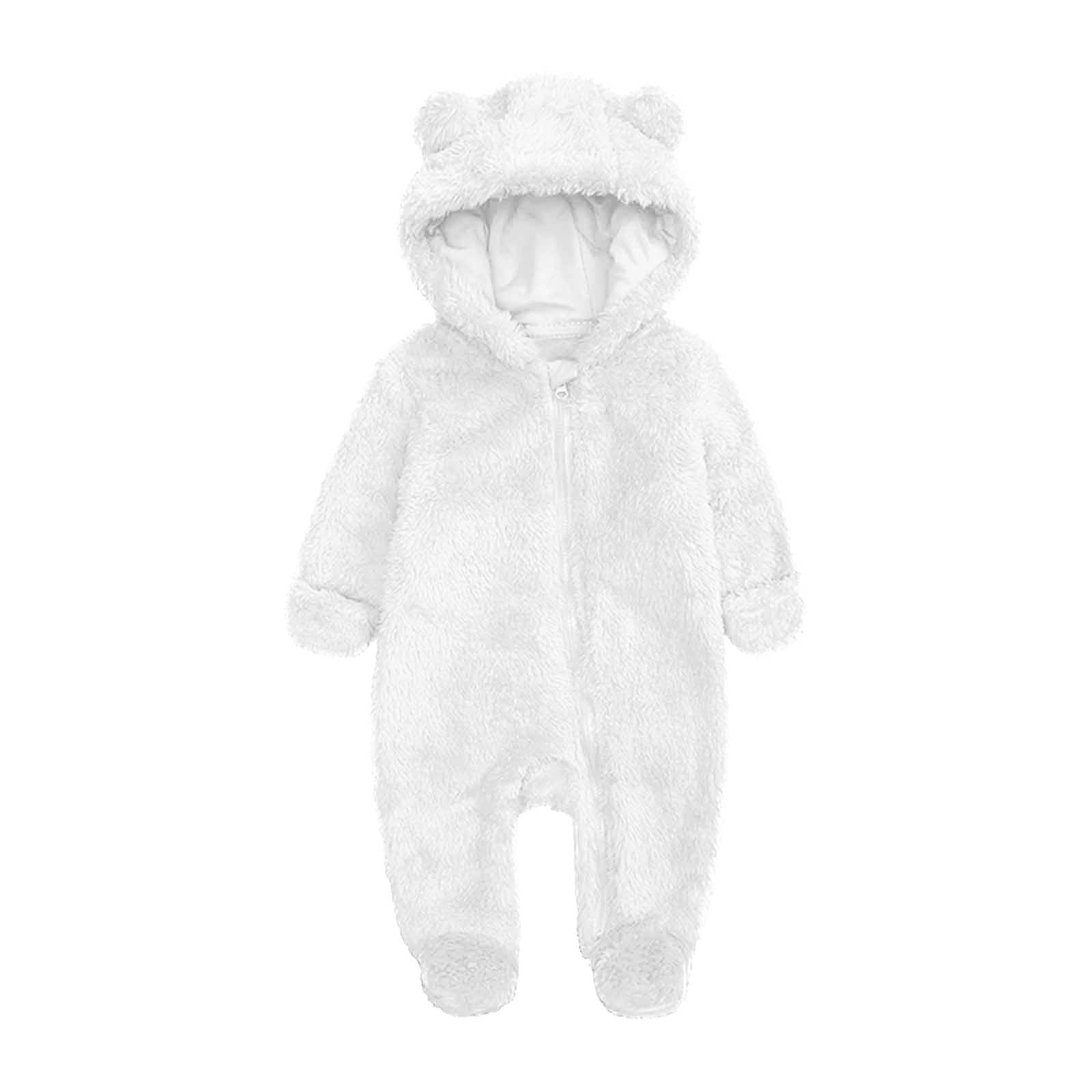 Elainilye Fashion Unisex Baby Clothes Newborn Boys Girls Plush Cute Bear Ears Winter Thick Warm Jumpsuit Romper, Sizes 3-6 Months