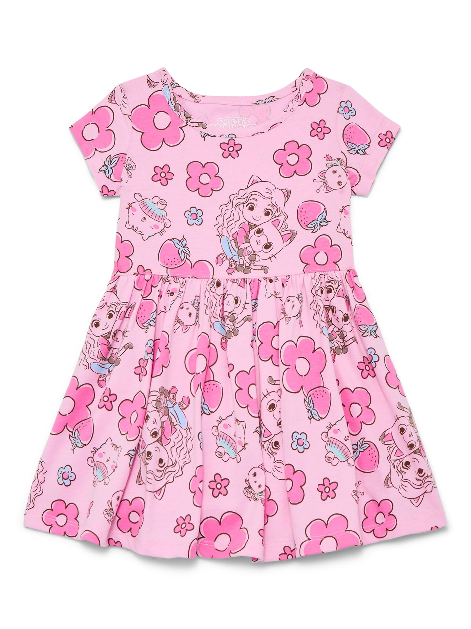 Minnie Mouse Toddler Girls Allover Print Dress with Short Sleeves, Sizes 12M-5T
