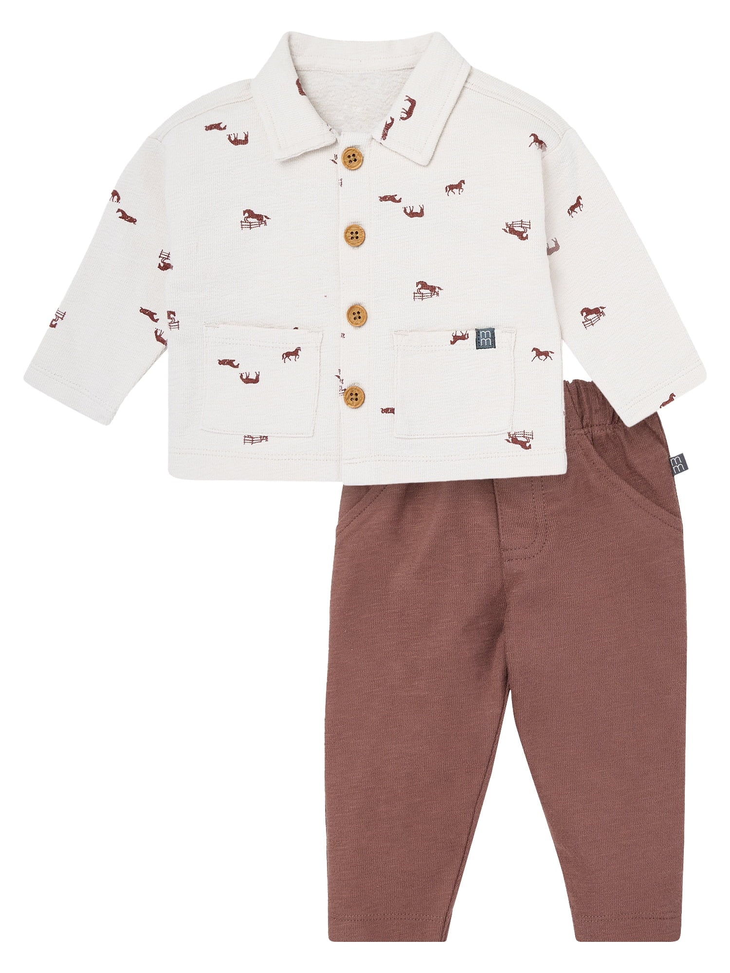 Modern Moments by Gerber Baby Boy Johnny Collar Top and Bottom Set, Sizes 0/3 Months - 24 Months