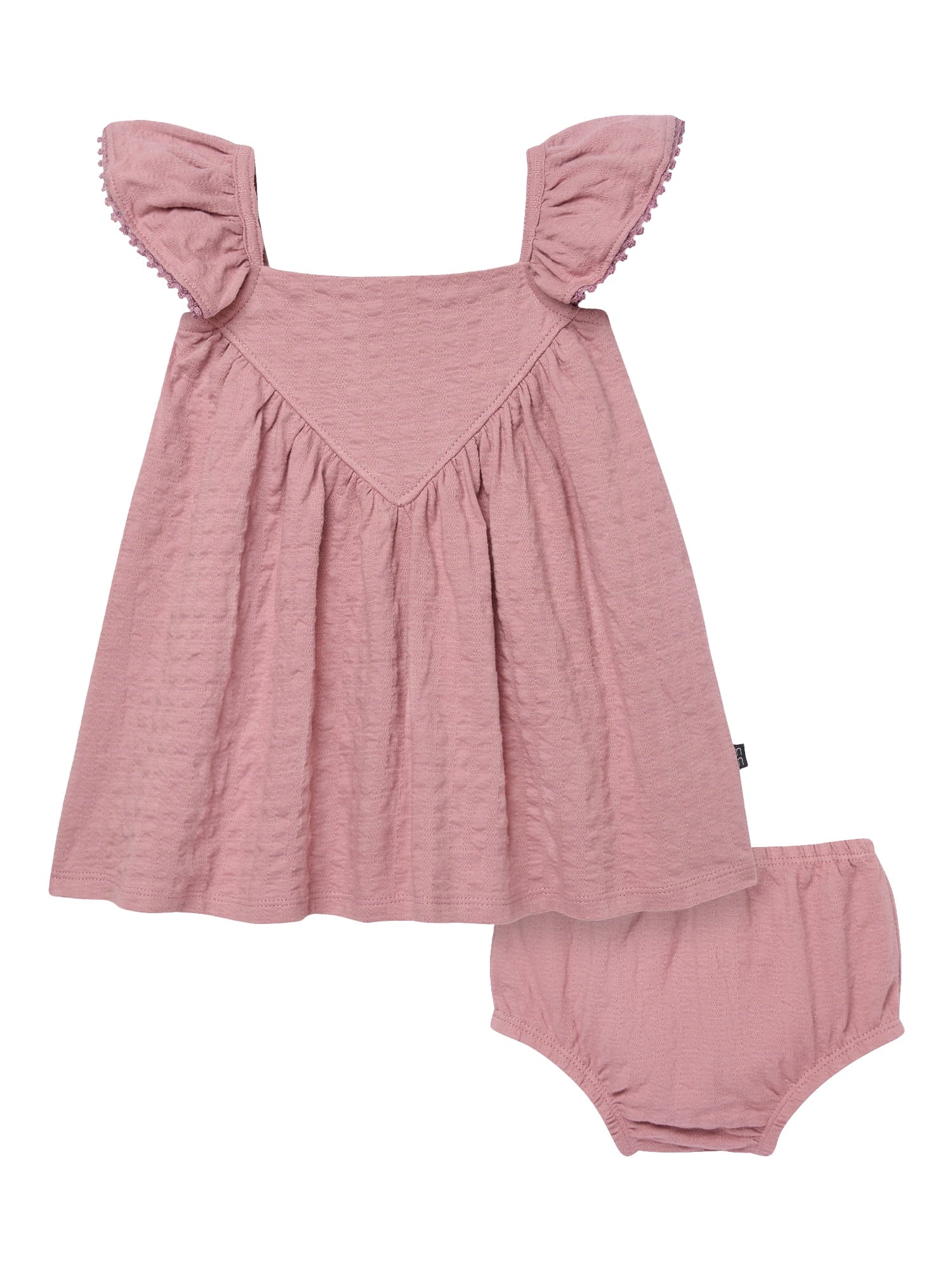 Modern Moments by Gerber Baby Girl Puff Sleeve Dress and Diaper Cover, 2-Piece, Sizes 0/3 Months - 24 Months