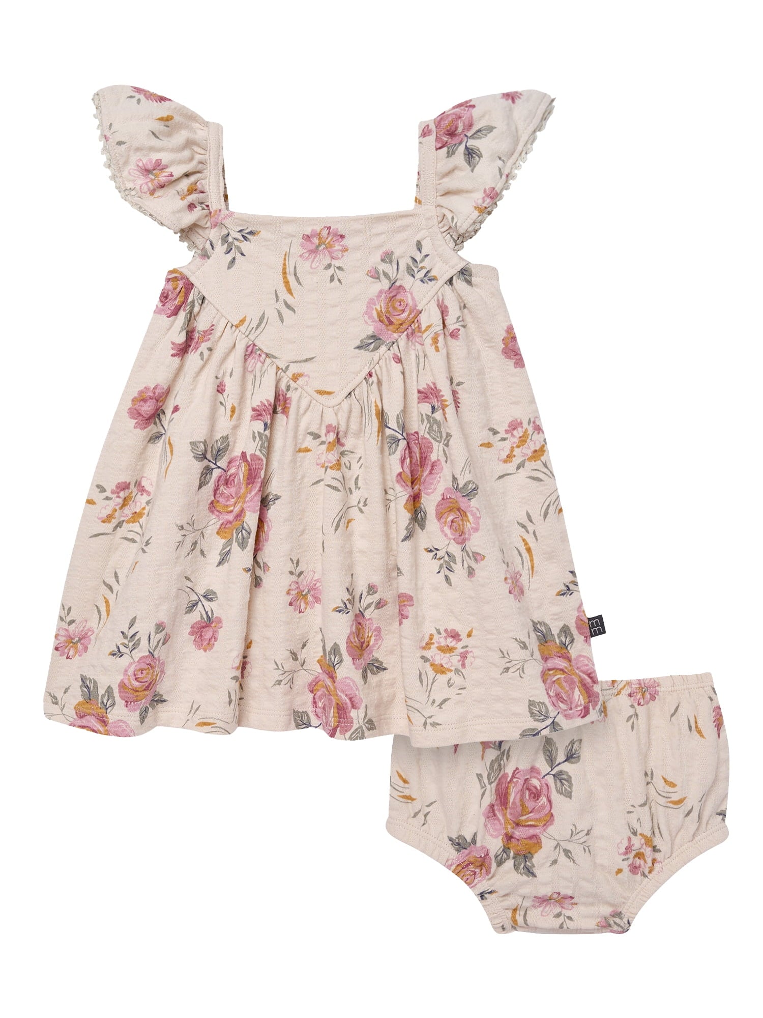 Modern Moments by Gerber Baby Girl Puff Sleeve Dress and Diaper Cover, 2-Piece, Sizes 0/3 Months - 24 Months