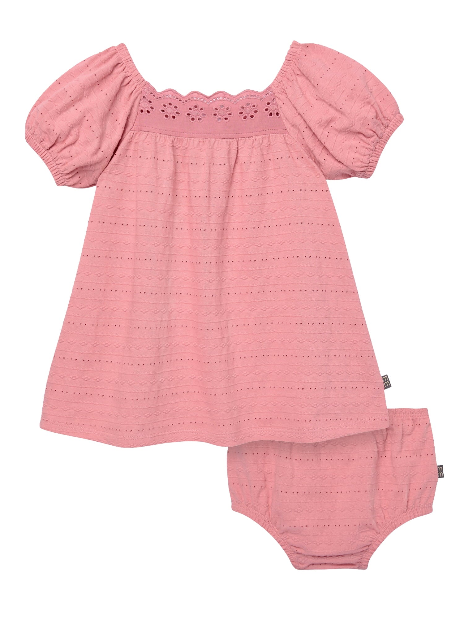 Modern Moments by Gerber Baby Girl Puff Sleeve Dress and Diaper Cover, 2-Piece, Sizes 0/3 Months - 24 Months