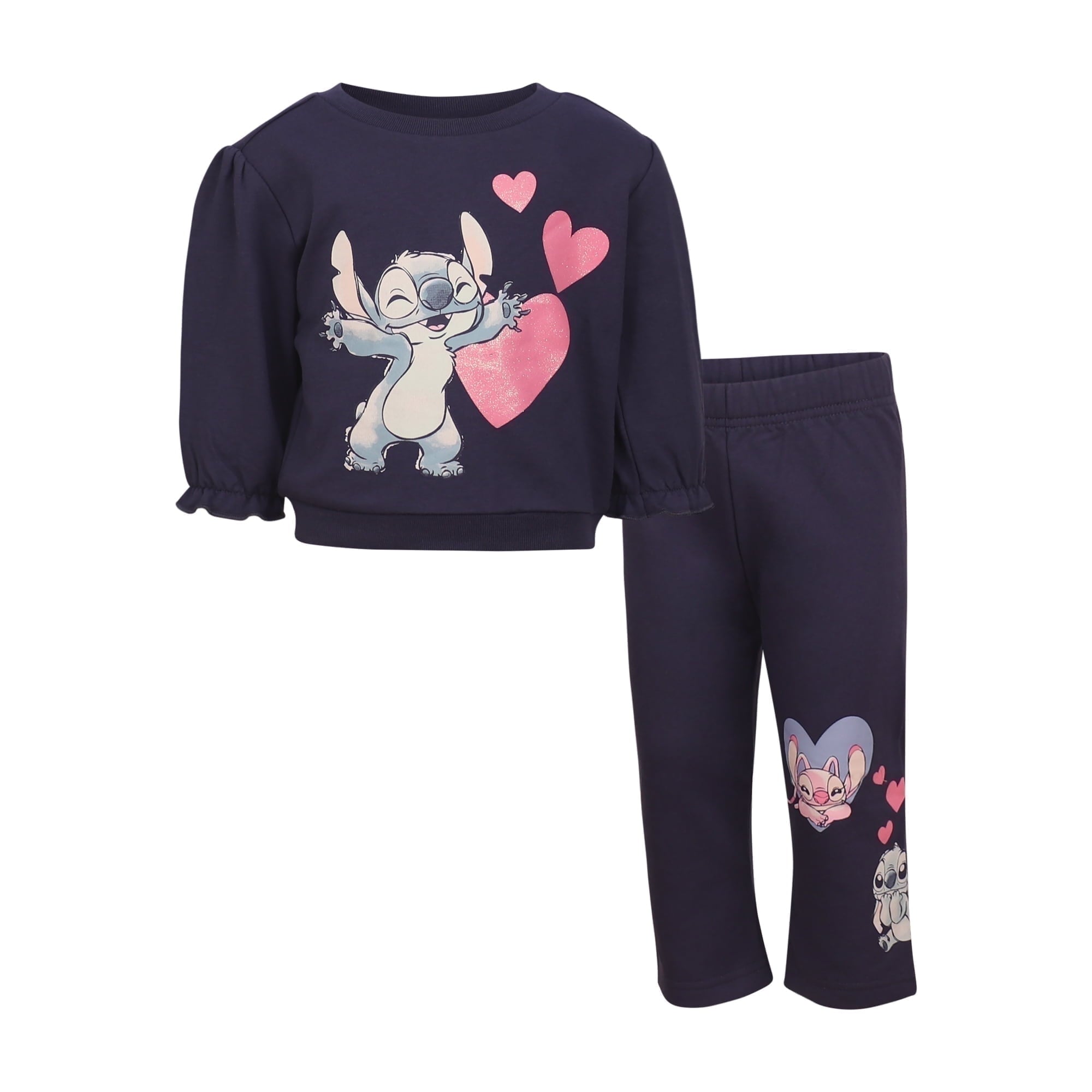 Disney Clothes Baby Girls Sweatshirt & Pants Set – Jessie, Winnie the Pooh, Marie, Lilo & Stitch, Minnie Mouse Outfit Set (12M–24M)