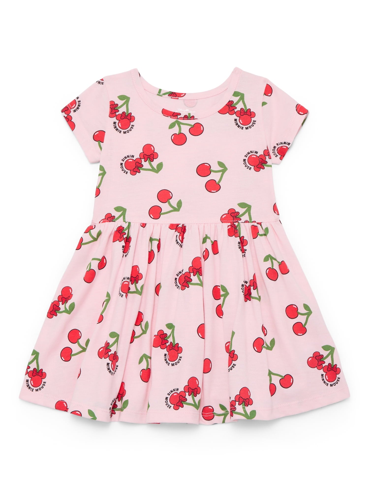Minnie Mouse Toddler Girls Allover Print Dress with Short Sleeves, Sizes 12M-5T