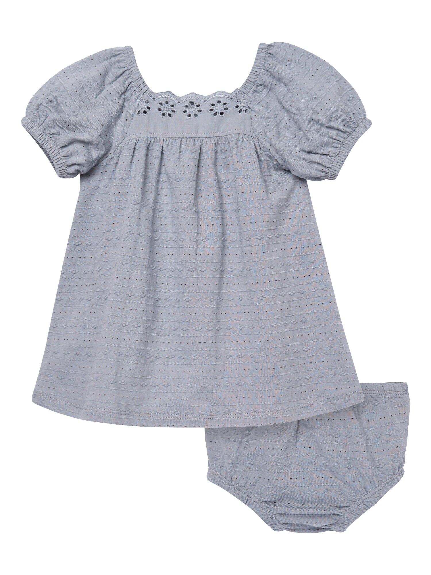 Modern Moments by Gerber Baby Girl Puff Sleeve Dress and Diaper Cover, 2-Piece, Sizes 0/3 Months - 24 Months
