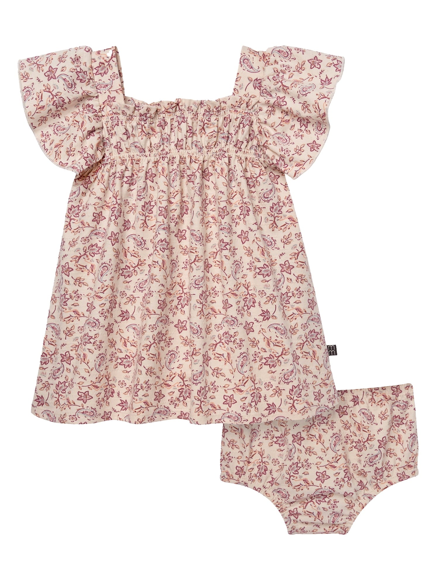 Modern Moments by Gerber Baby Girl Puff Sleeve Dress and Diaper Cover, 2-Piece, Sizes 0/3 Months - 24 Months