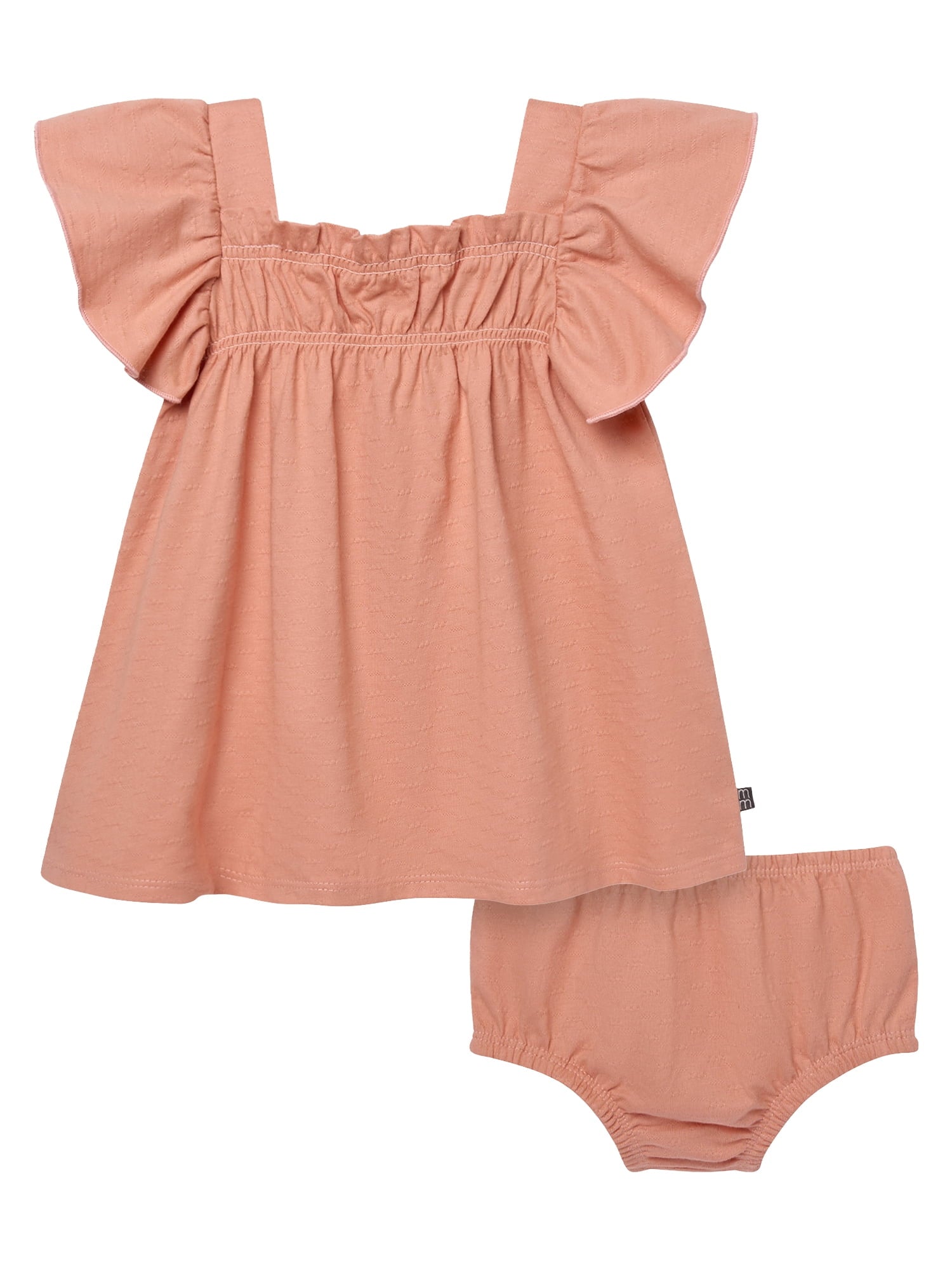 Modern Moments by Gerber Baby Girl Puff Sleeve Dress and Diaper Cover, 2-Piece, Sizes 0/3 Months - 24 Months