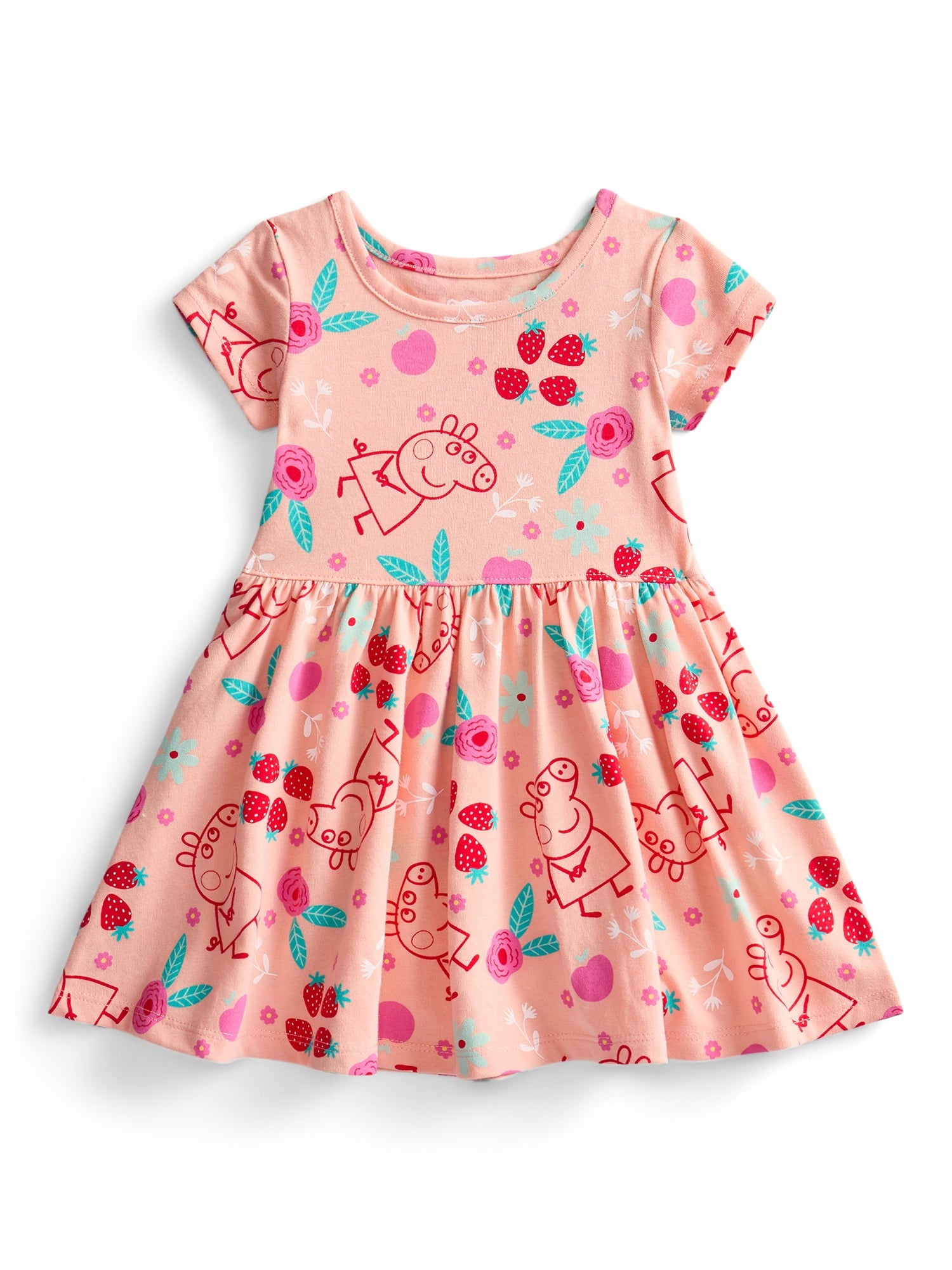 Minnie Mouse Toddler Girls Allover Print Dress with Short Sleeves, Sizes 12M-5T