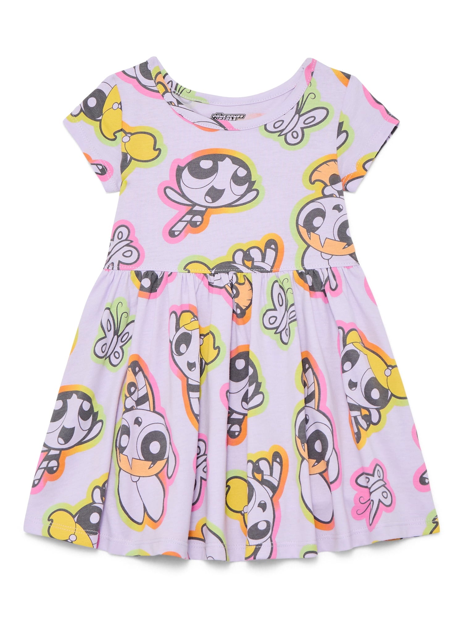 Minnie Mouse Toddler Girls Allover Print Dress with Short Sleeves, Sizes 12M-5T