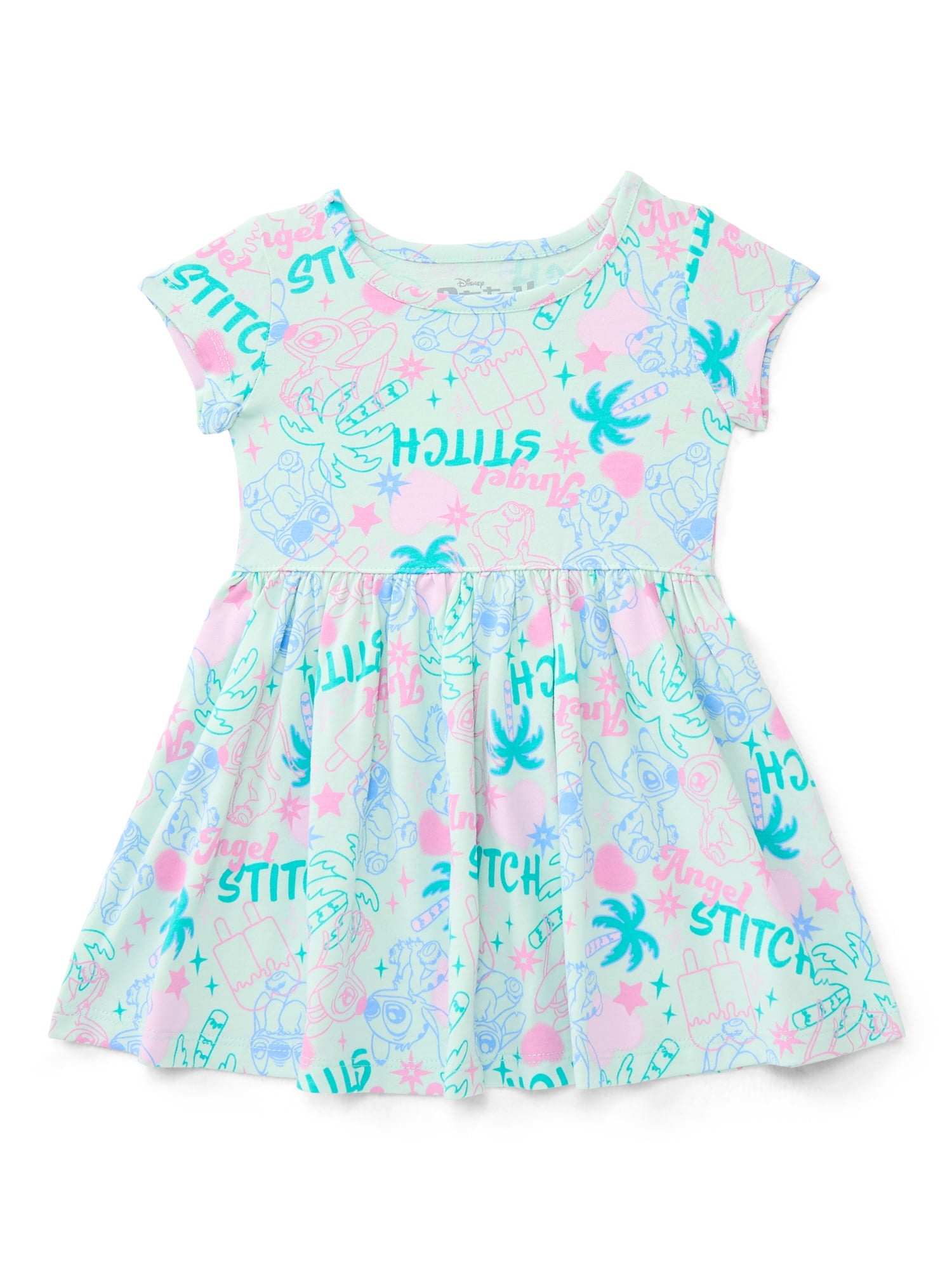 Minnie Mouse Toddler Girls Allover Print Dress with Short Sleeves, Sizes 12M-5T