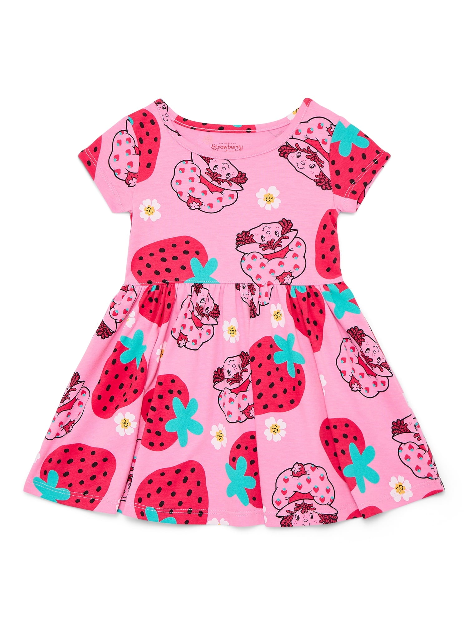 Minnie Mouse Toddler Girls Allover Print Dress with Short Sleeves, Sizes 12M-5T