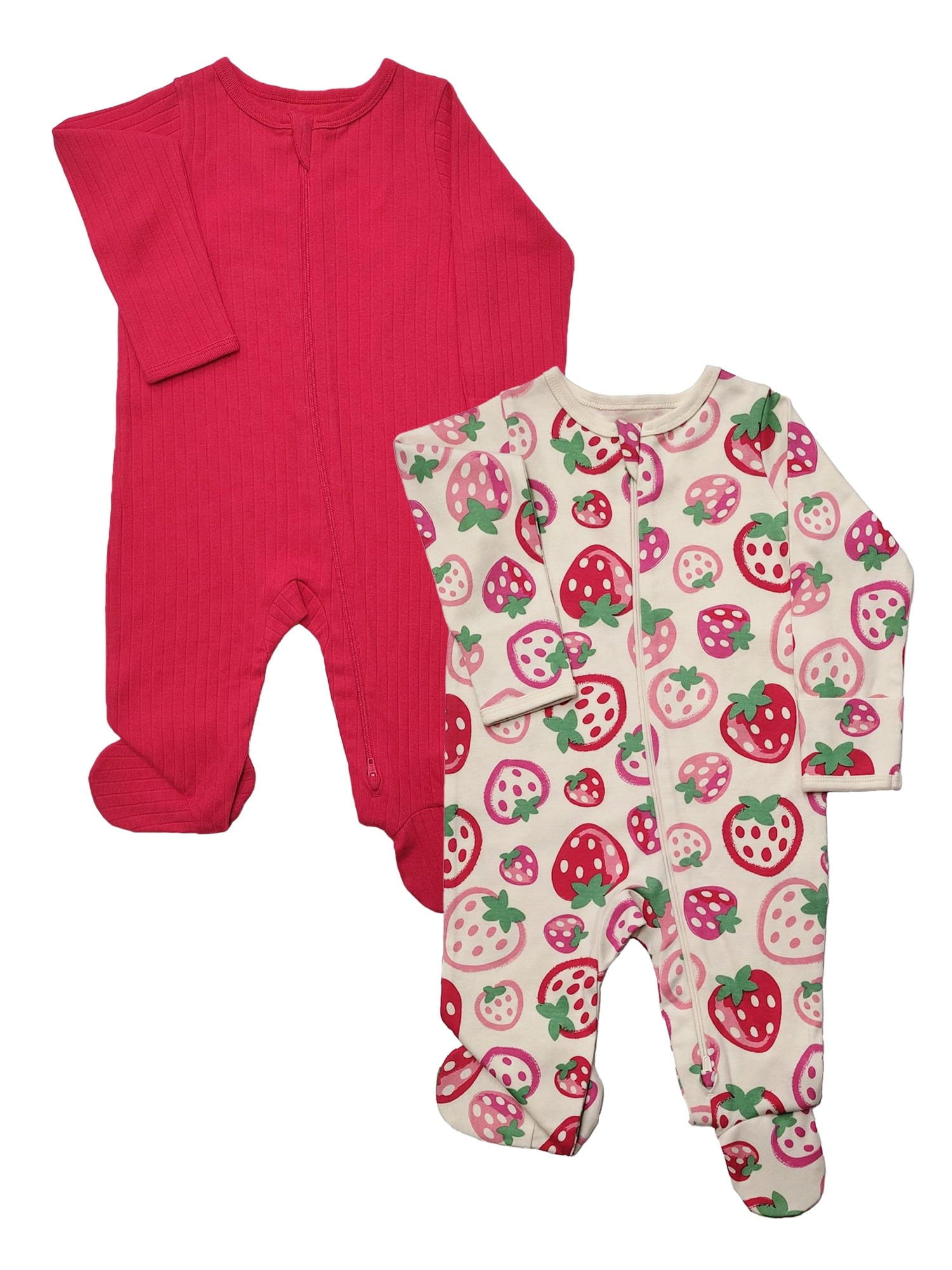 Wonder Nation Baby Gender Neutral Zip Front Footed Sleep N Play Pajamas, 2-Pack, Sizes Preemie-6/9 Months