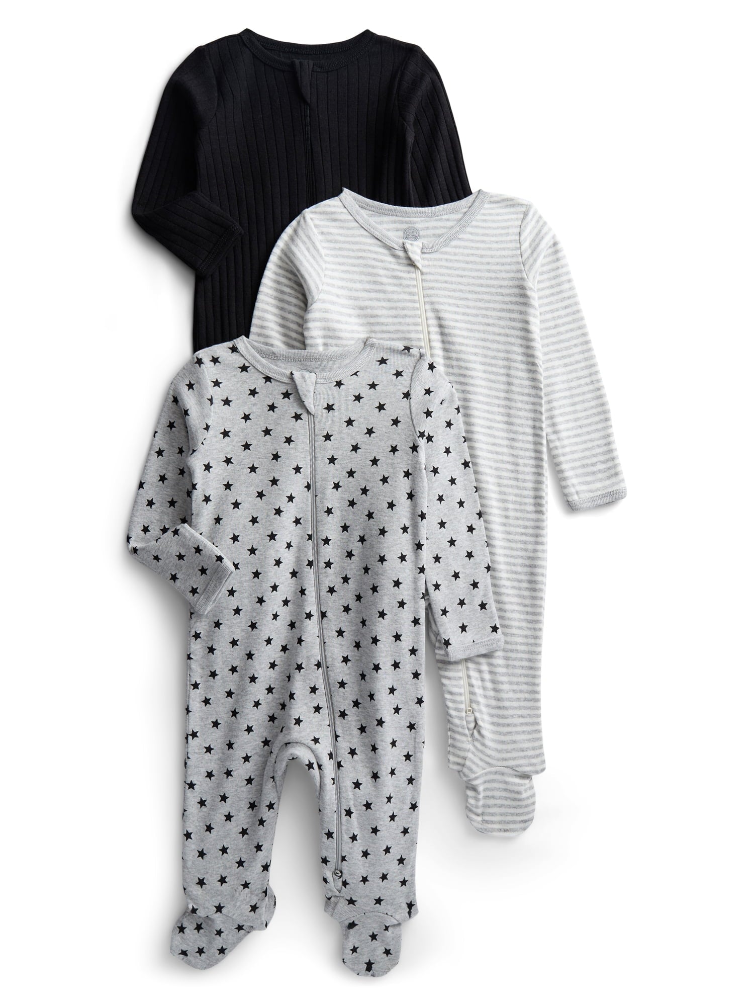 Wonder Nation Baby Gender Neutral Zip Front Footed Sleep N Play Pajamas, 2-Pack, Sizes Preemie-6/9 Months