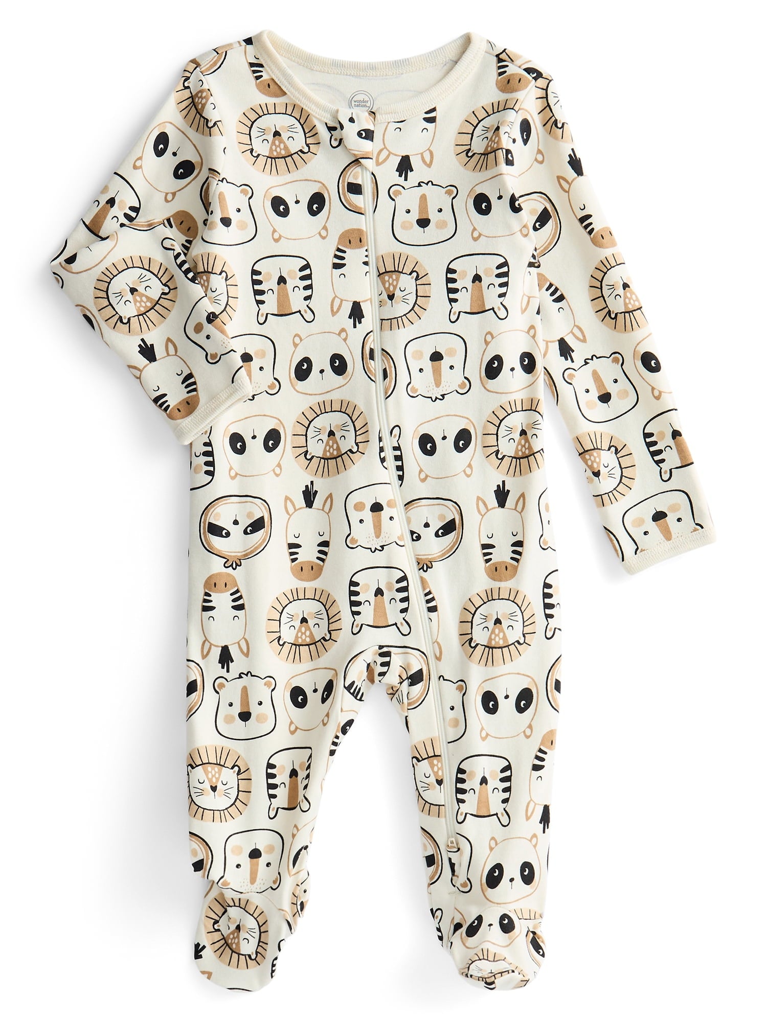 Wonder Nation Baby Gender Neutral Zip Front Footed Sleep N Play Pajamas, 2-Pack, Sizes Preemie-6/9 Months