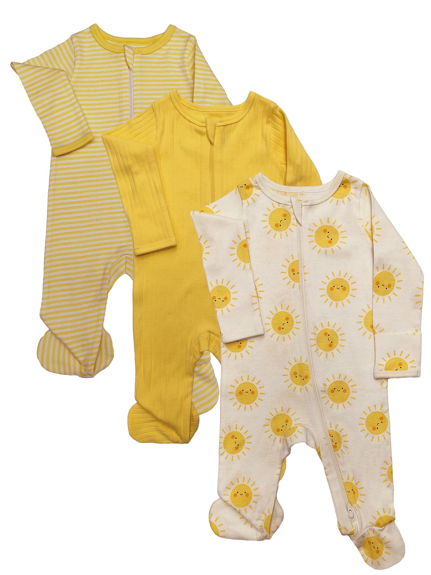 Wonder Nation Baby Gender Neutral Zip Front Footed Sleep N Play Pajamas, 2-Pack, Sizes Preemie-6/9 Months