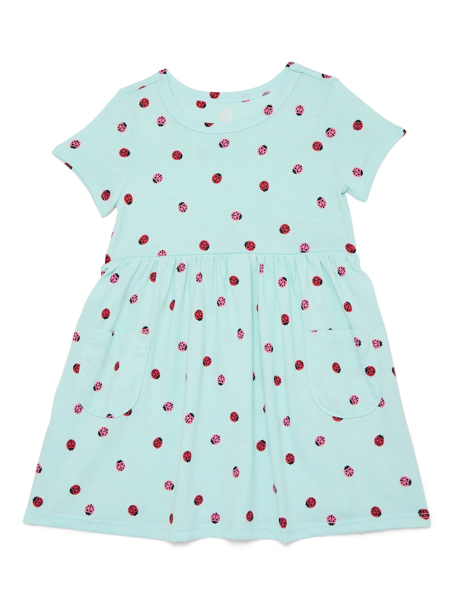 Wonder Nation Baby and Toddler Girls Play Dress with Short Sleeves, Sizes 0/3M-5T