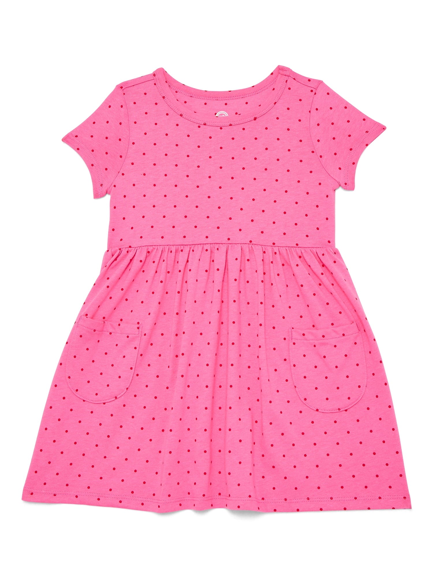 Wonder Nation Baby and Toddler Girls Play Dress with Short Sleeves, Sizes 0/3M-5T