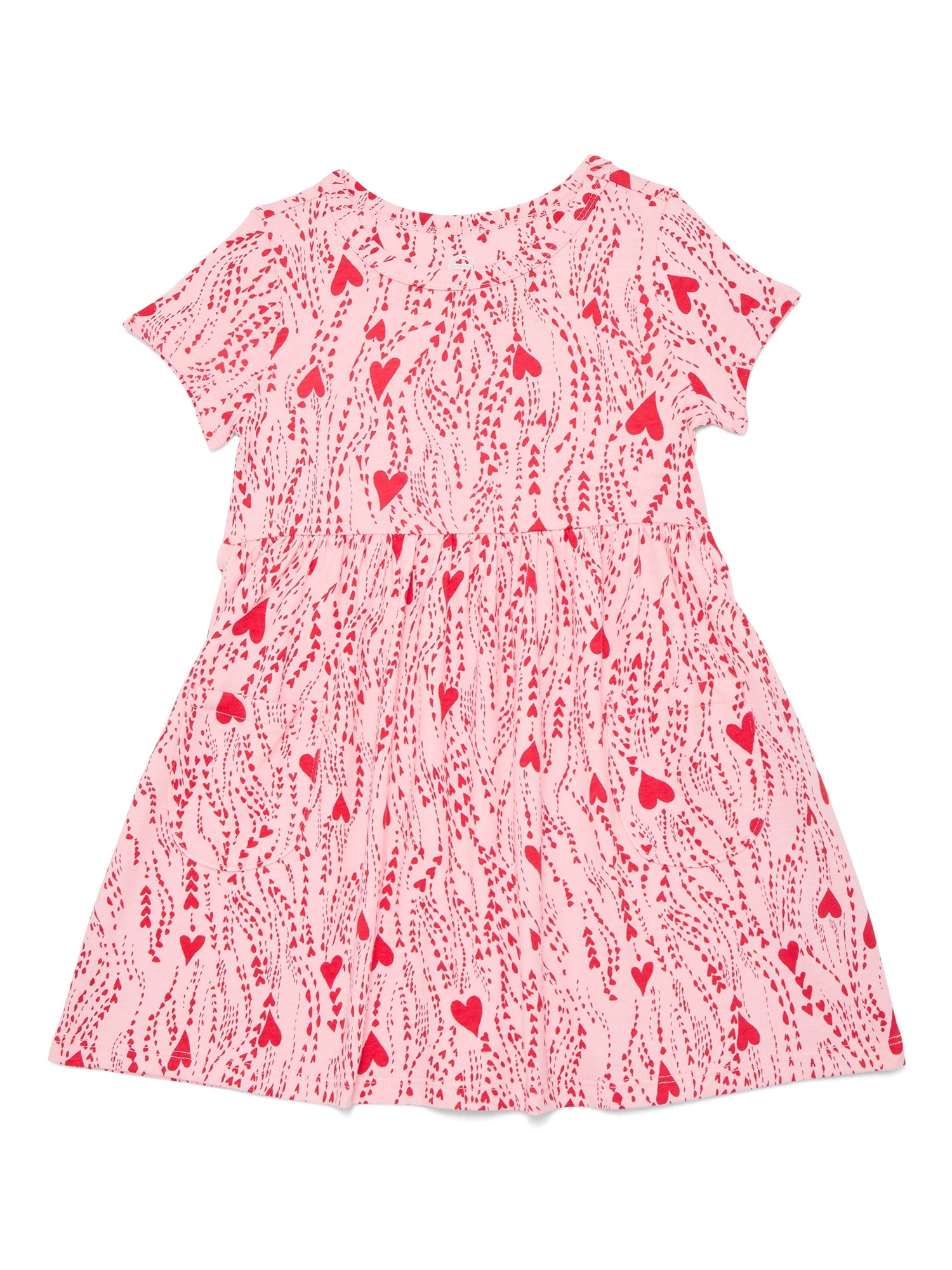 Wonder Nation Baby and Toddler Girls Play Dress with Short Sleeves, Sizes 0/3M-5T