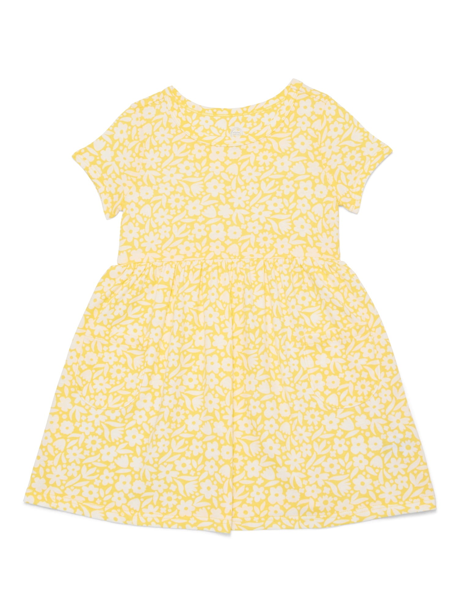 Wonder Nation Baby and Toddler Girls Play Dress with Short Sleeves, Sizes 0/3M-5T