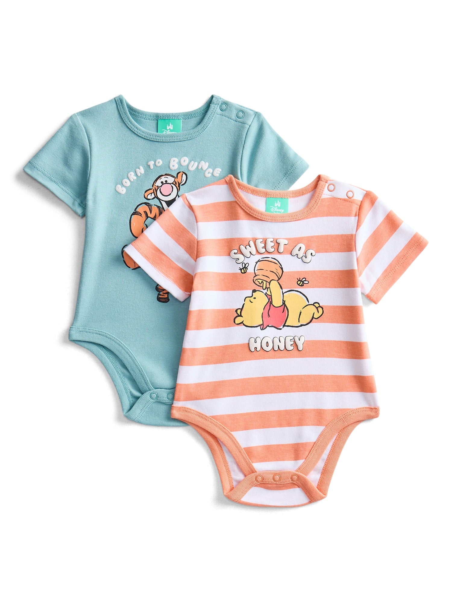 Winnie the Pooh Baby Boys or Girls Graphic One-Piece Bodysuits, 2-Pack, Sizes 0/3M-24M