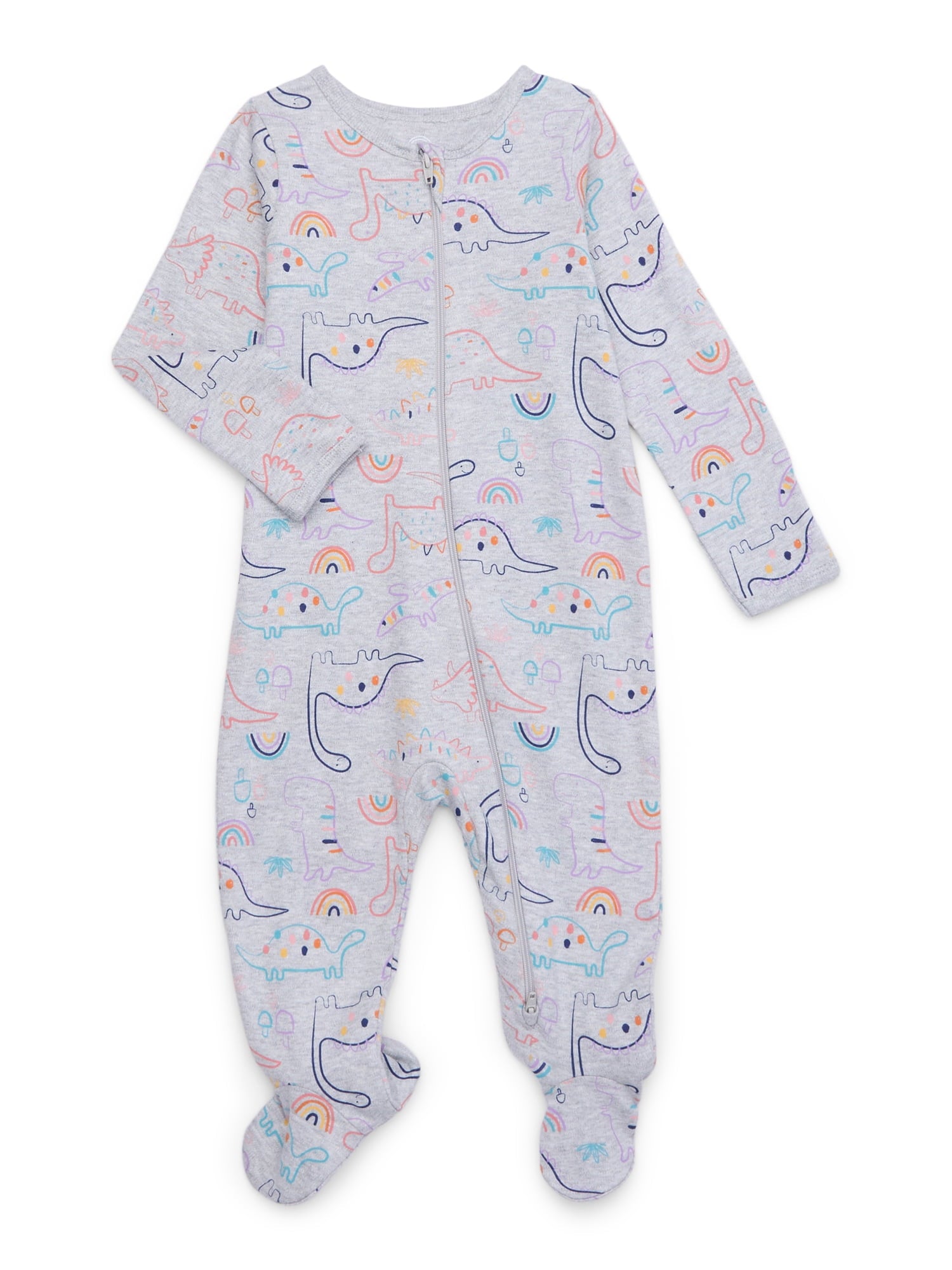 Wonder Nation Baby Gender Neutral Zip Front Footed Sleep N Play Pajamas, 2-Pack, Sizes Preemie-6/9 Months