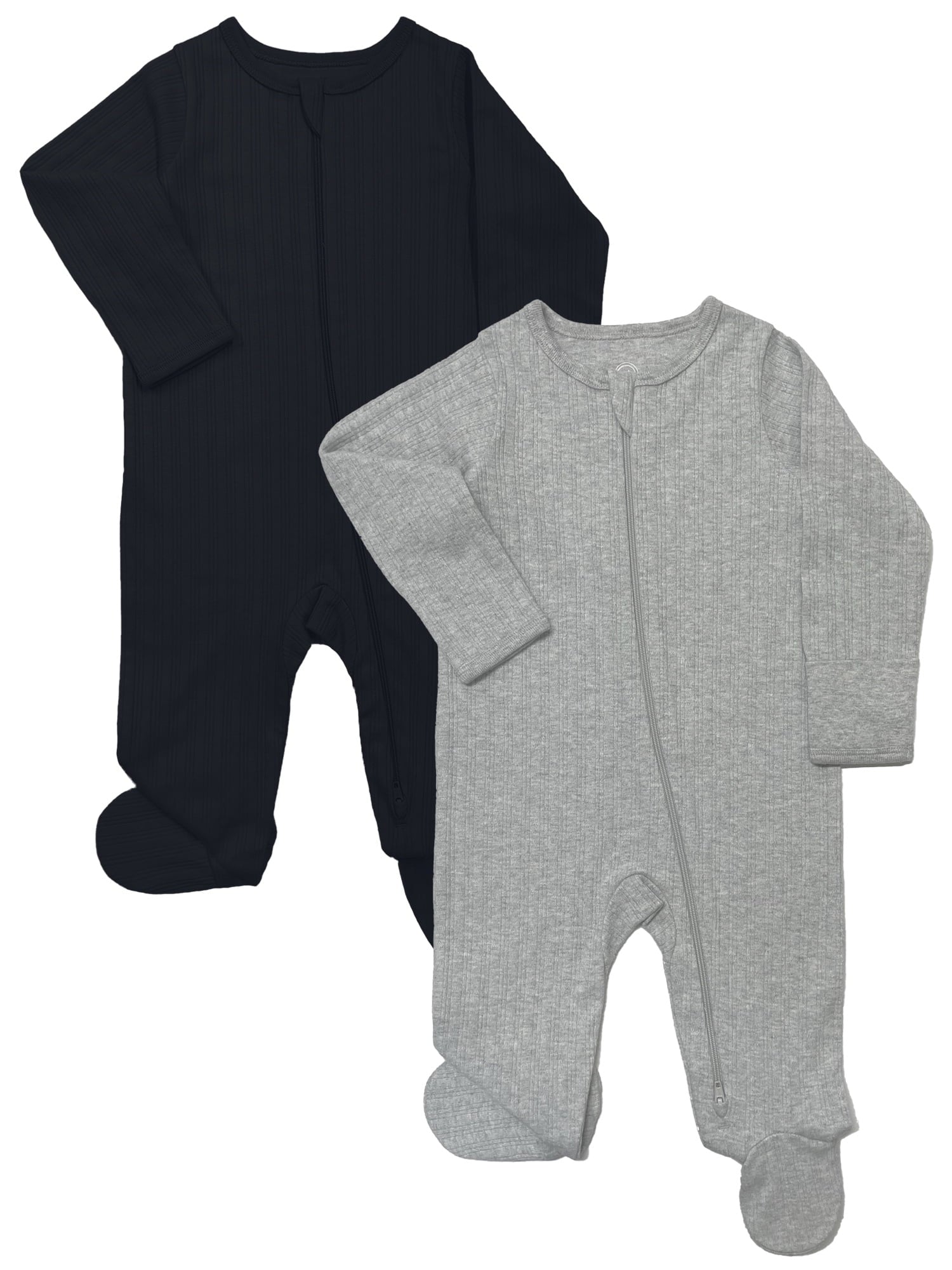 Wonder Nation Baby Gender Neutral Zip Front Footed Sleep N Play Pajamas, 2-Pack, Sizes Preemie-6/9 Months