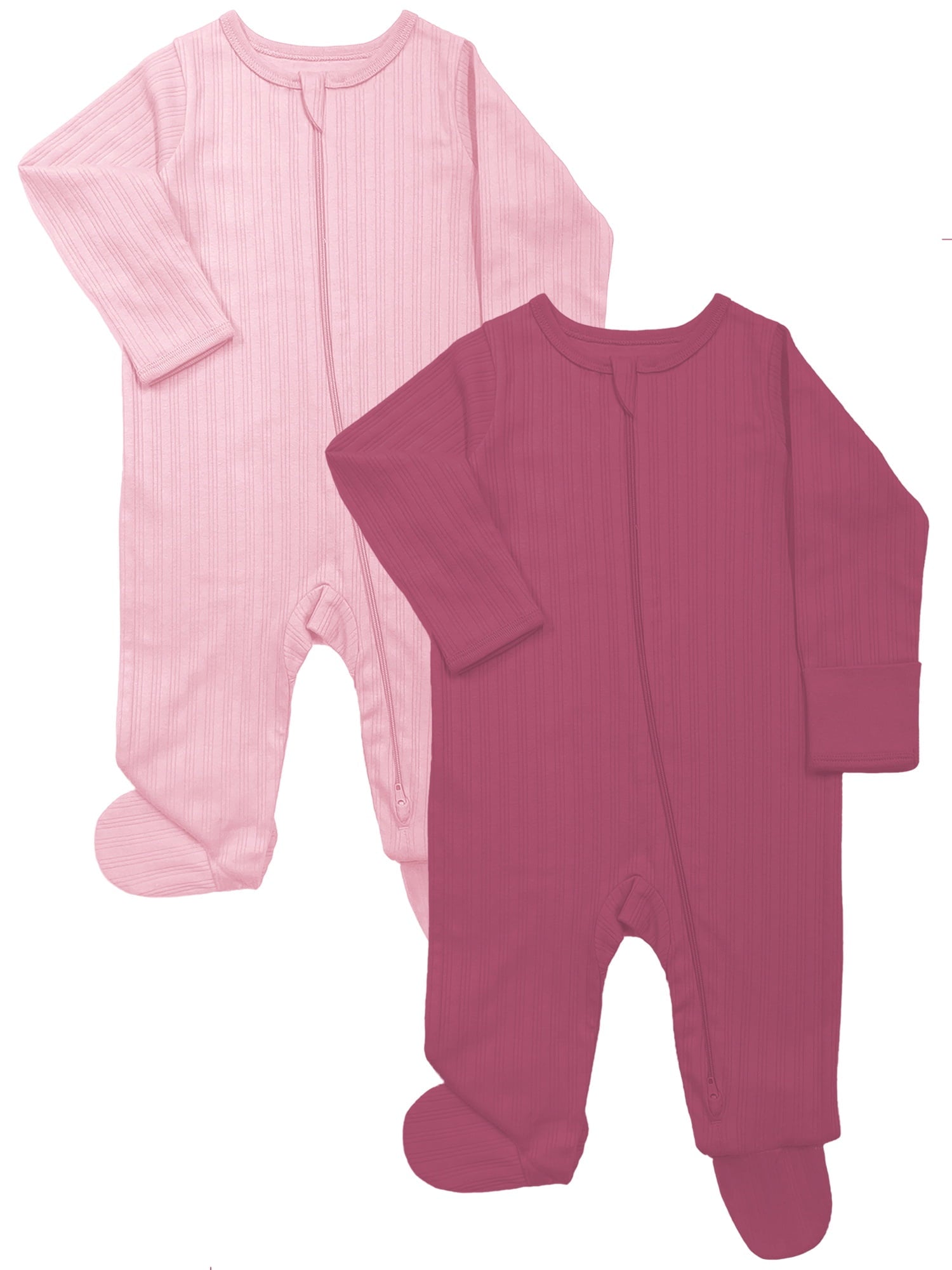 Wonder Nation Baby Gender Neutral Zip Front Footed Sleep N Play Pajamas, 2-Pack, Sizes Preemie-6/9 Months