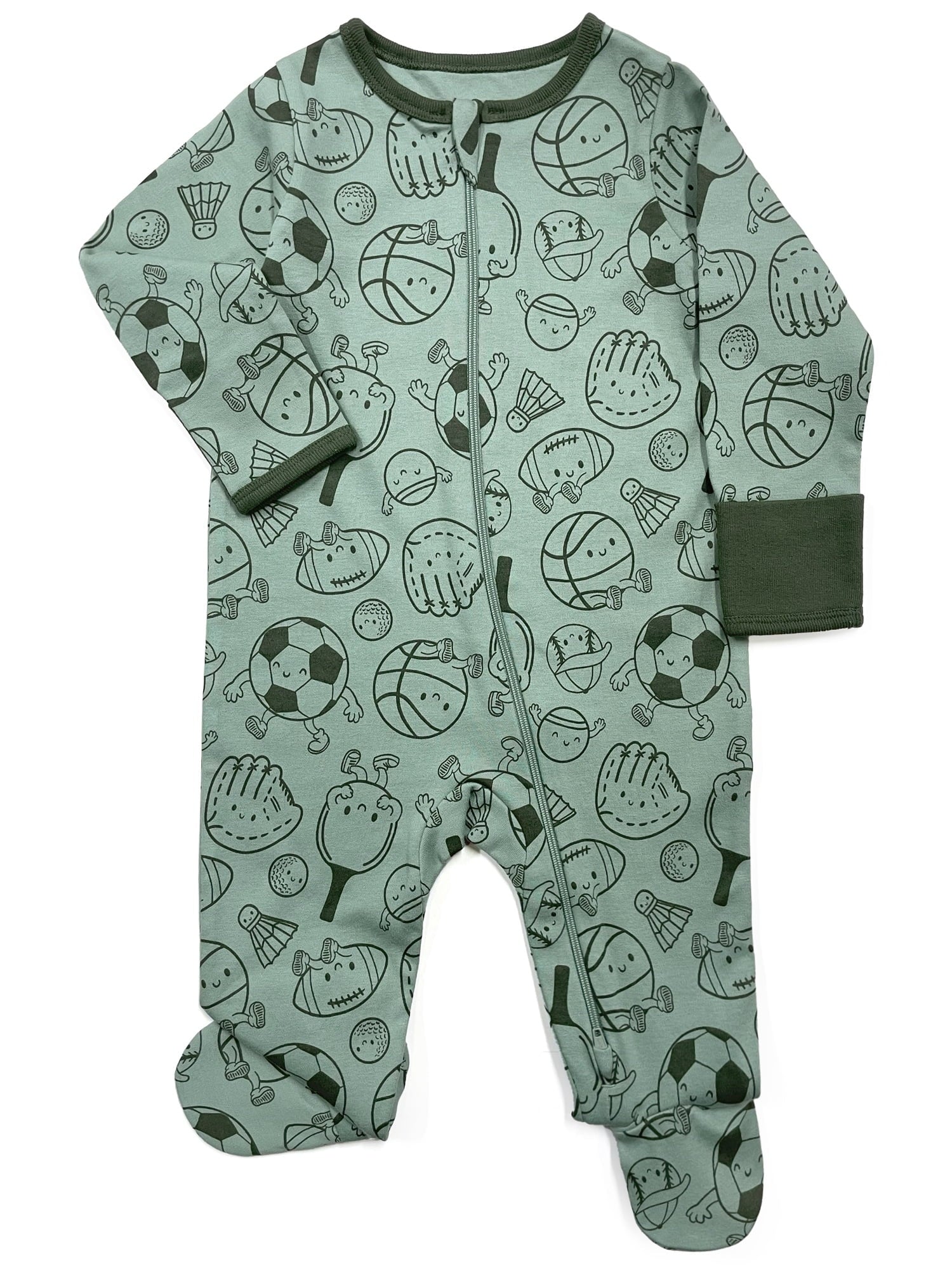 Wonder Nation Baby Gender Neutral Zip Front Footed Sleep N Play Pajamas, 2-Pack, Sizes Preemie-6/9 Months
