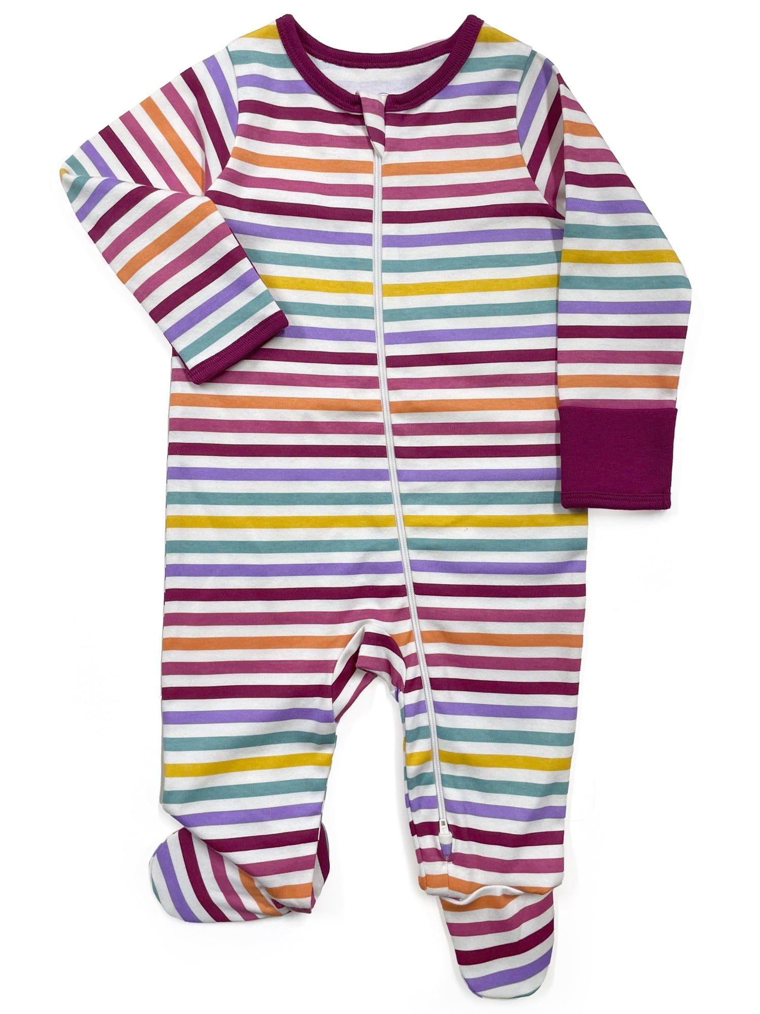 Wonder Nation Baby Gender Neutral Zip Front Footed Sleep N Play Pajamas, 2-Pack, Sizes Preemie-6/9 Months
