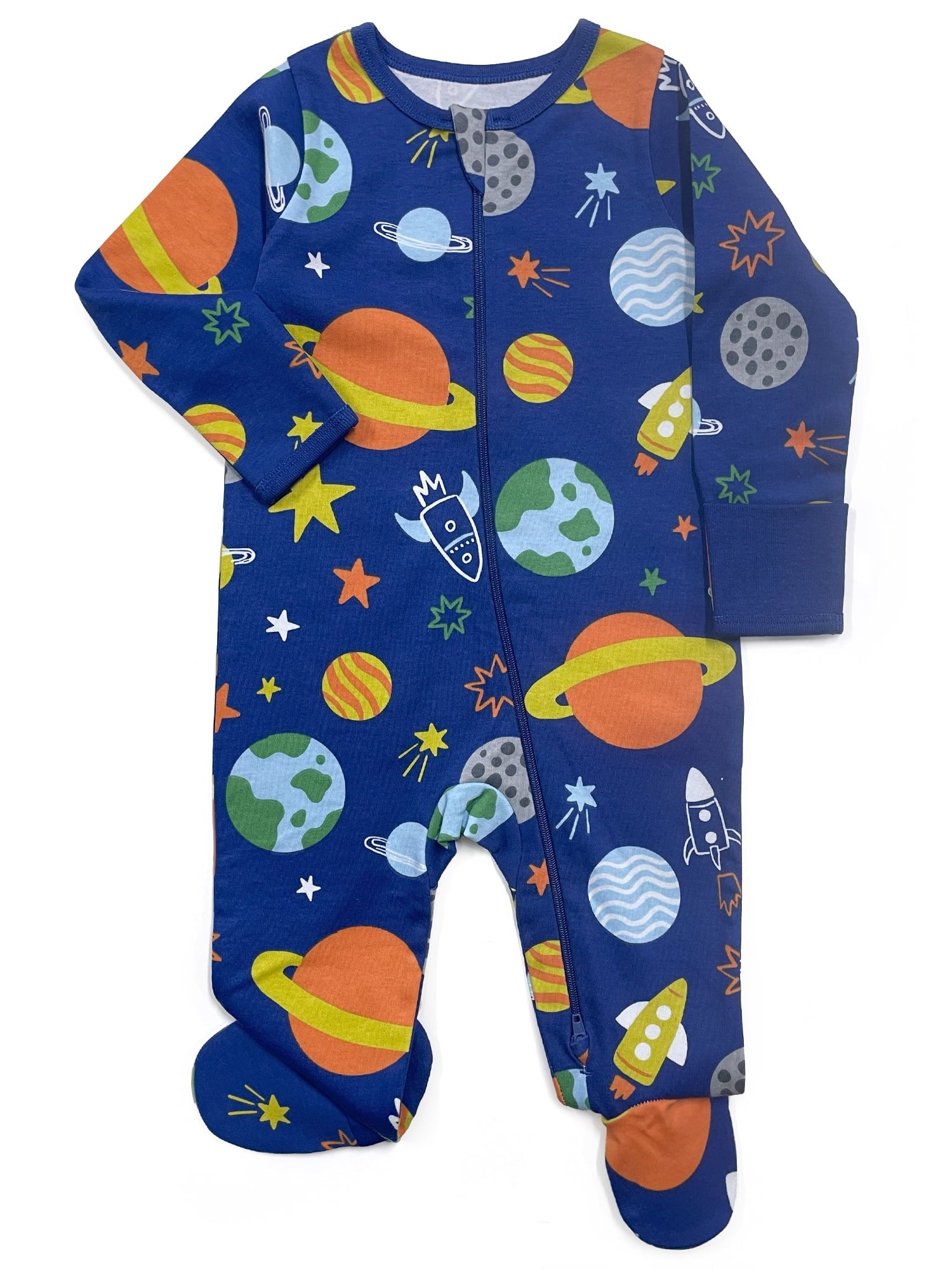 Wonder Nation Baby Gender Neutral Zip Front Footed Sleep N Play Pajamas, 2-Pack, Sizes Preemie-6/9 Months