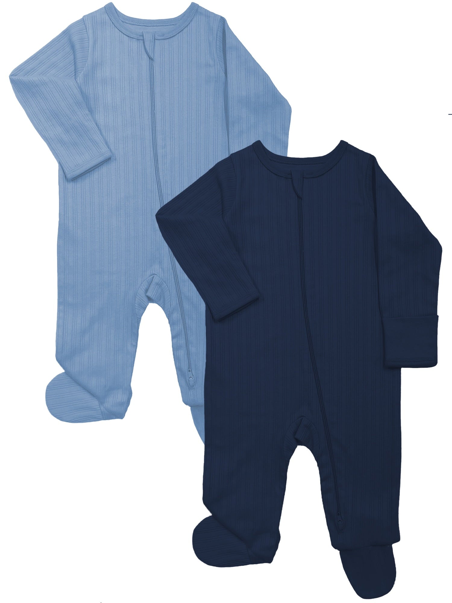 Wonder Nation Baby Gender Neutral Zip Front Footed Sleep N Play Pajamas, 2-Pack, Sizes Preemie-6/9 Months