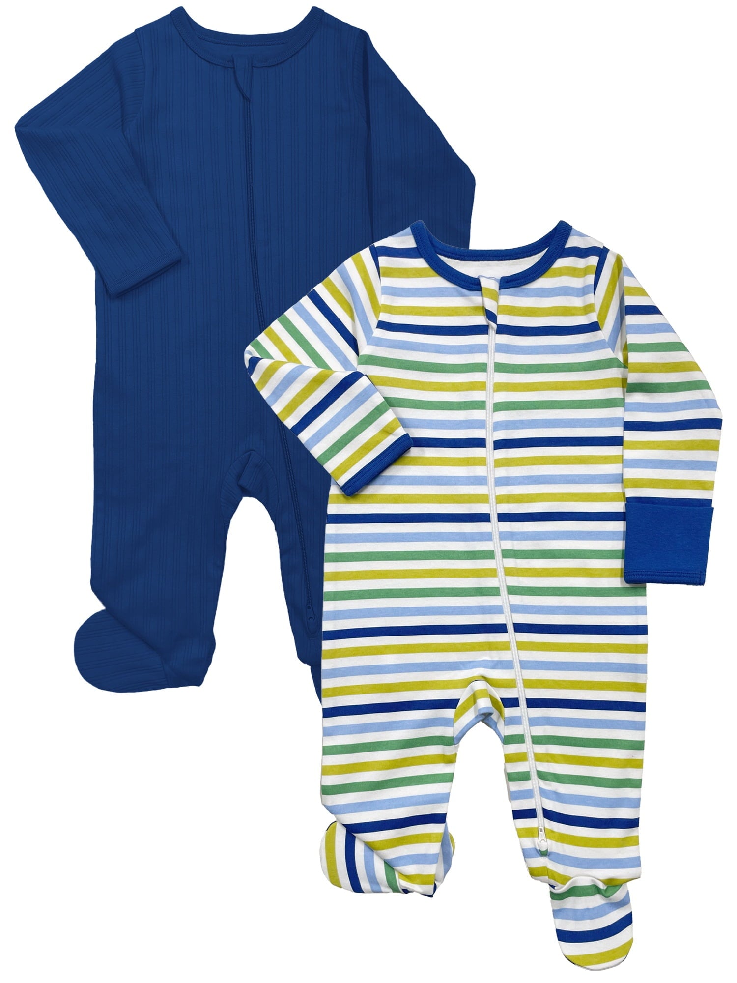 Wonder Nation Baby Gender Neutral Zip Front Footed Sleep N Play Pajamas, 2-Pack, Sizes Preemie-6/9 Months