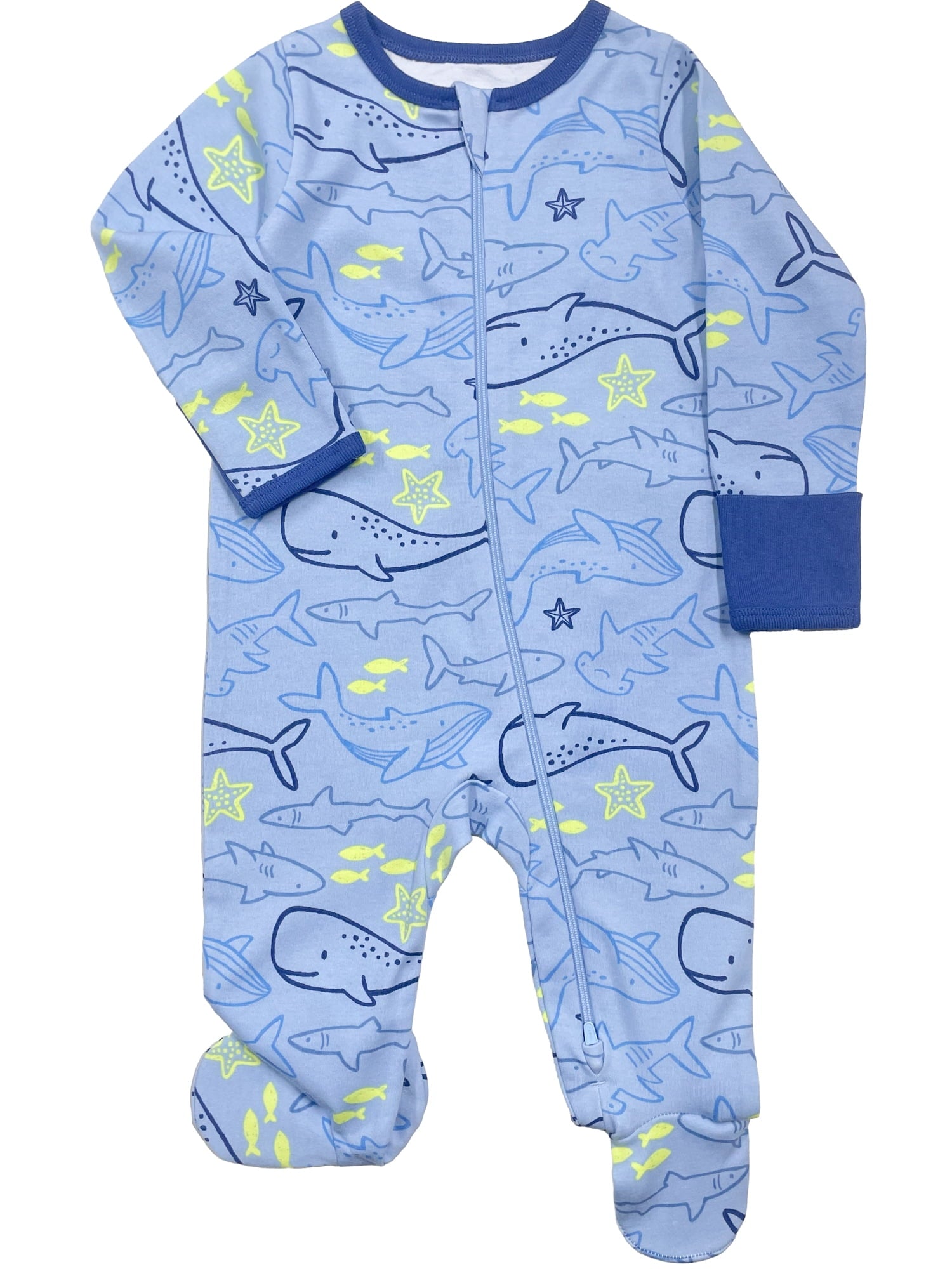 Wonder Nation Baby Gender Neutral Zip Front Footed Sleep N Play Pajamas, 2-Pack, Sizes Preemie-6/9 Months