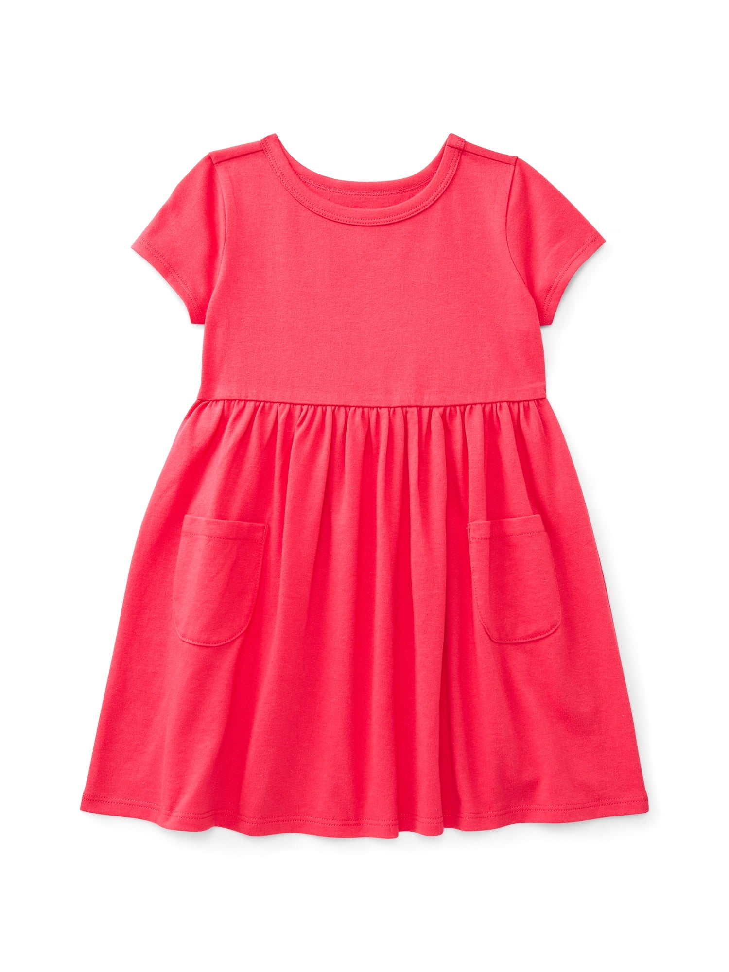 Wonder Nation Baby and Toddler Girls Play Dress with Short Sleeves, Sizes 0/3M-5T